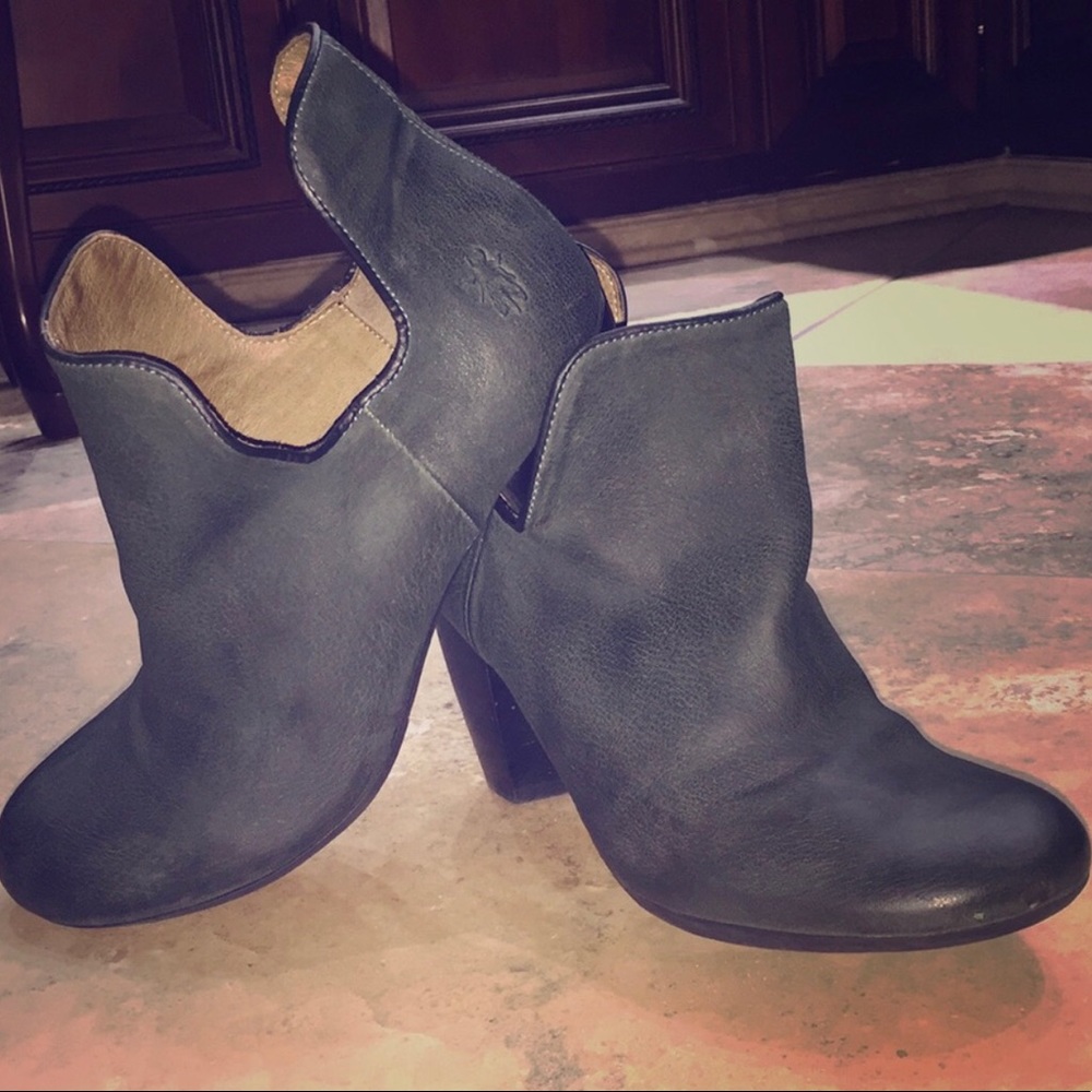 💎London Fly Dark Blue Teal Open Ankle Bootie